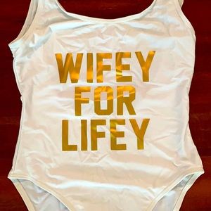 White “wifey for lifey” one piece